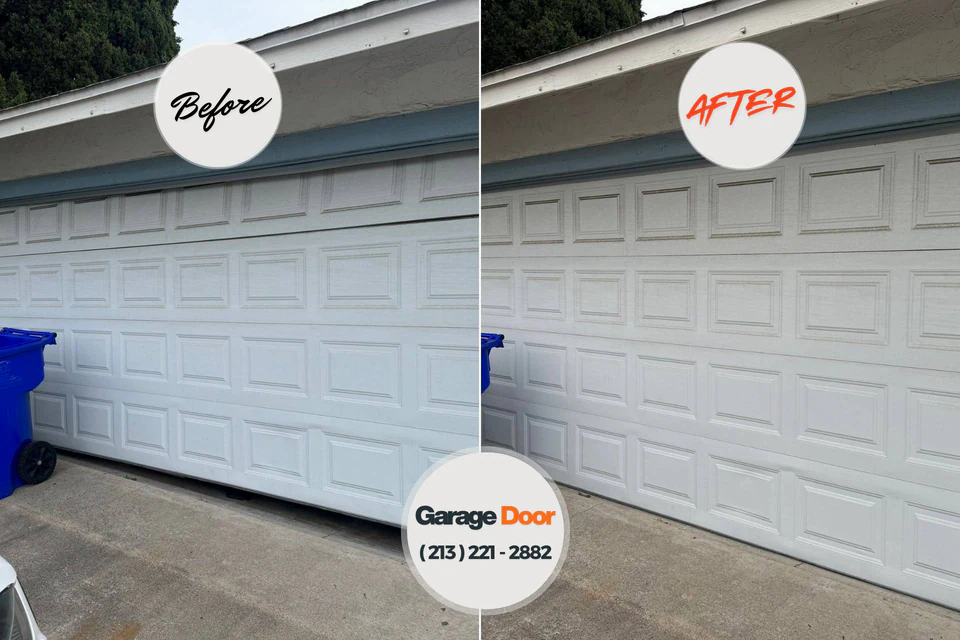 Before and after: garage door repair Wind Lake, WI